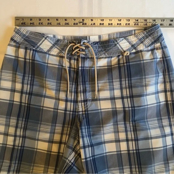 Polo Ralph Lauren Classic Blue & White Plaid Design Board Shorts Size 34 - Picture 3 of 8